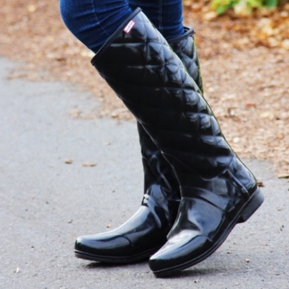 hunter high gloss quilted rain boots